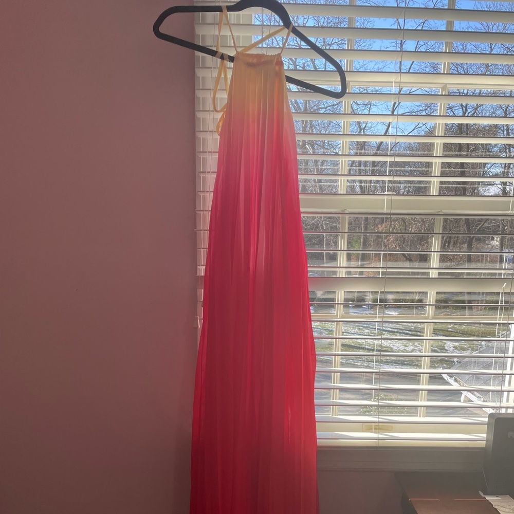 Long backless rainbow dress